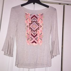 Justice 3/4 length bell sleeve top